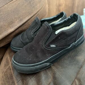 Vans Kids Black Canvas Slip-On Sneakers